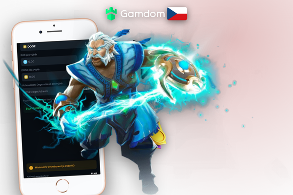 Rozhraní pokladny Gamdom Kasino s tlačítkem pro výběr výher v kryptoměnách