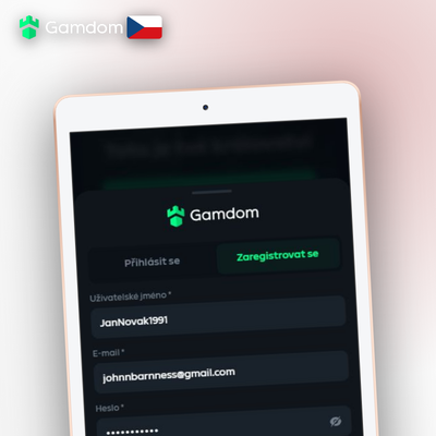 Způsob registrace v Gamdom Kasinu přes e-mail s promo kódem pro free spiny